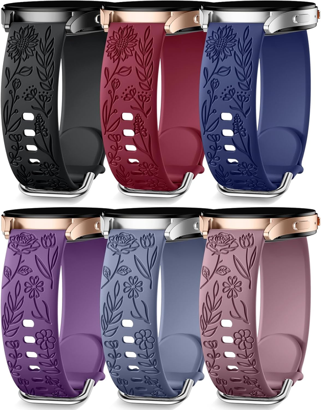 SNBLK 6 Pack Floral Engraved Bands Compatible with Samsung Galaxy Watch 7 Band 6
