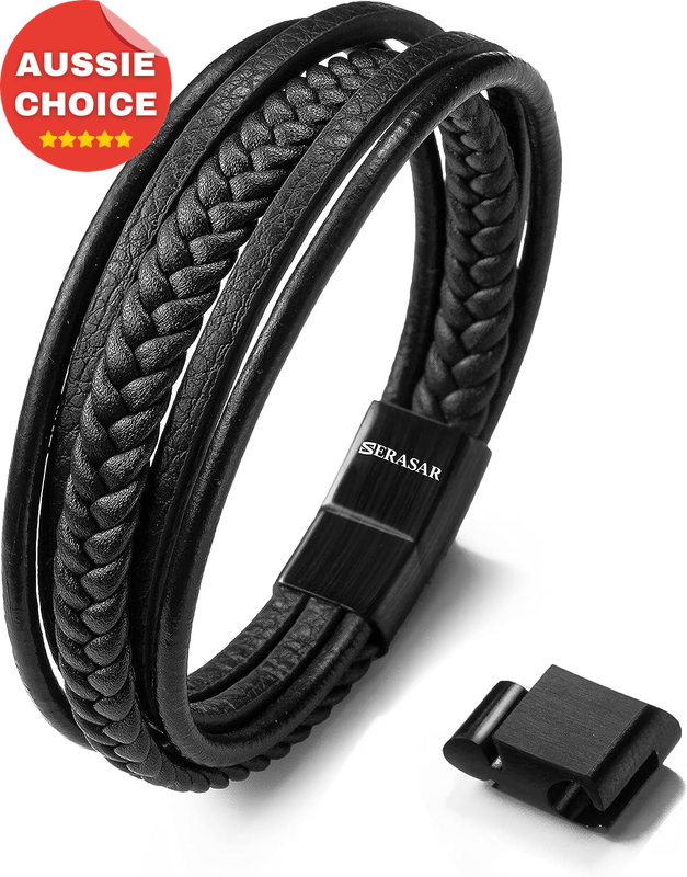 Men's Braided Genuine Leather Bracelet Black Brown Fashion Accessory Gift