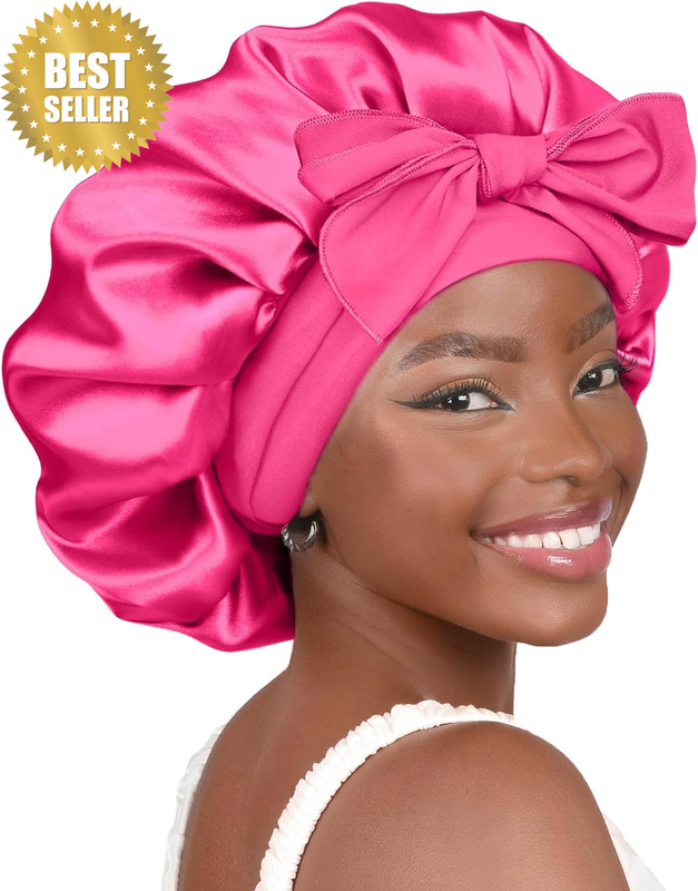 Satin Bonnet Sleep Bonnet Cap - Extra Large, Double Layer, Reversible, Adjustabl