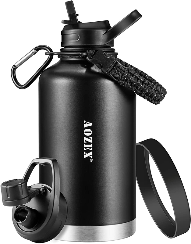 With Straw, 64 Oz Stainless Steel Large Metal