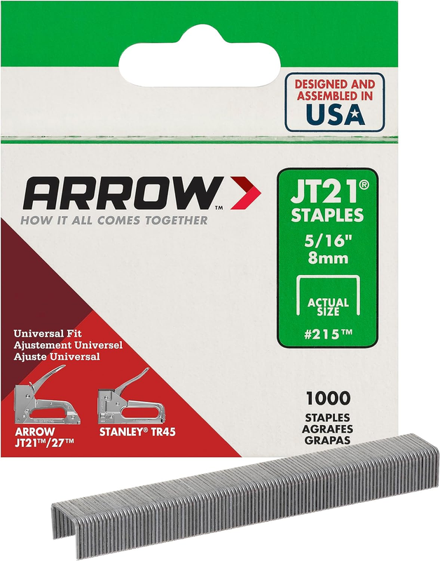 Arrow JT21 Staples 516 Inch Steel Heavy Duty Staple Gun Refill Pack 1000
