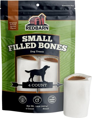 Redbarn Small Filled Dog Bones, Peanut Butter Flavor - Long Lasting Stuffed... 