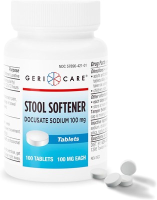 GeriCare Docusate Sodium Stool Softeners, Best 100 Count (Pack of 1) 