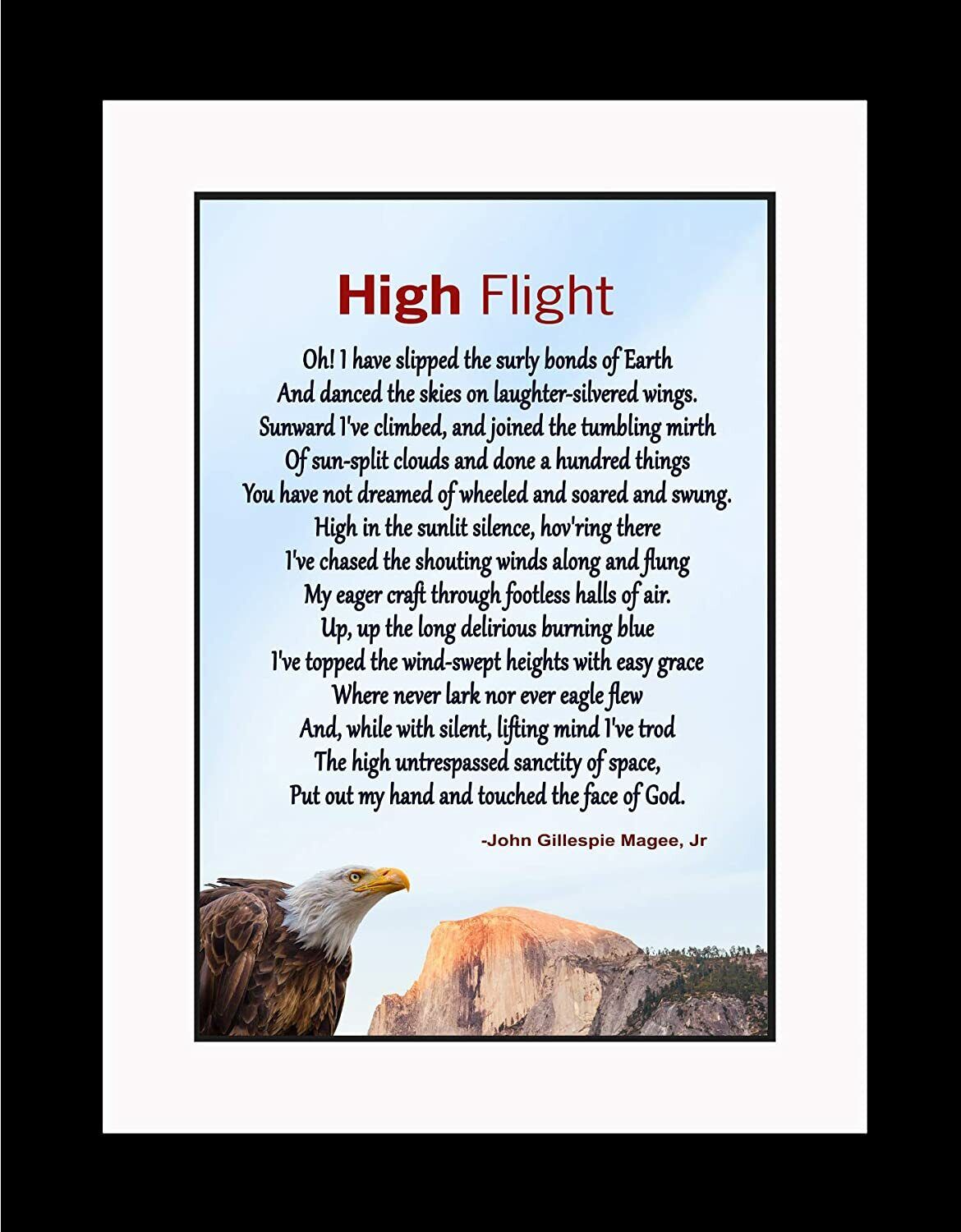 John Gillespie Magee, Jr High Flight Poster Print Picture or Framed Wall Art