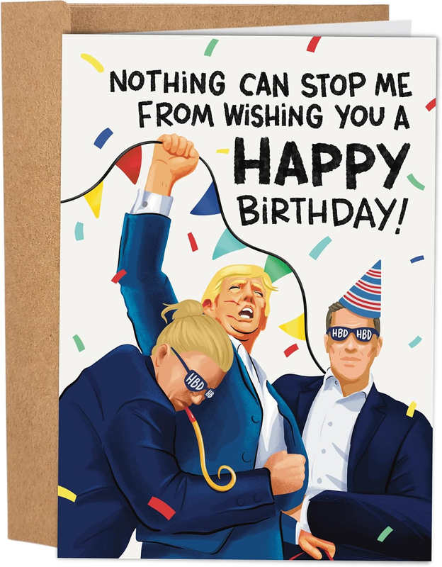 Lustige Donald Trump Geburtstagskarte - 'Best Birthday Ever' Sprüche, 12,7x17,8 Cm, Blanko Innen, Inkl. Umschlag