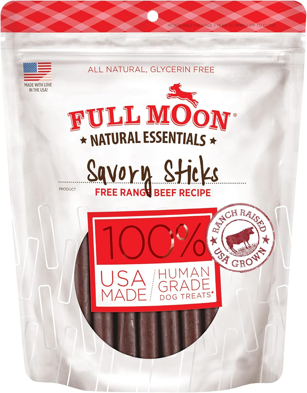 All Natural Human Grade Dog Treats, Essential Beef Savory Stic...