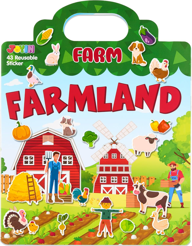 Farm Animals Reusable Sticker Book for Toddlers, 3D Sticker Book for Kids 3 4 5,