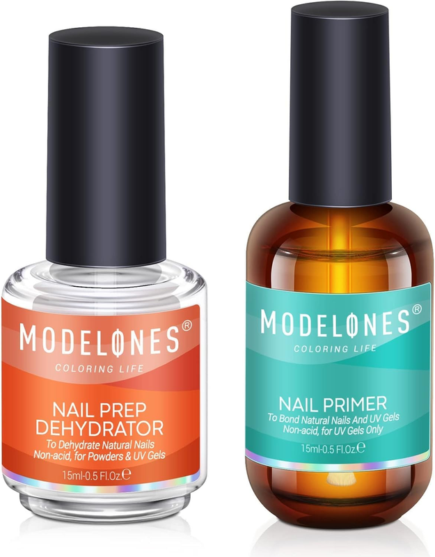 Nail Primer, 2PCS Professional Natural Nail Prep Dehydrate & Bond Primer, Superi