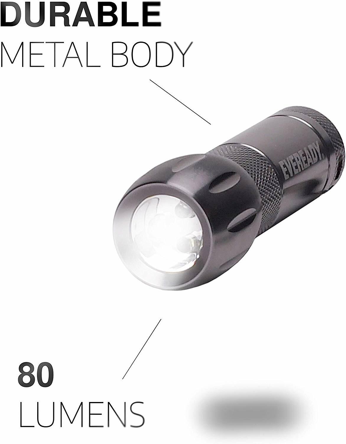 Eveready Metal Flashlight 3 LED AAA Compact/WaterResistant Durable