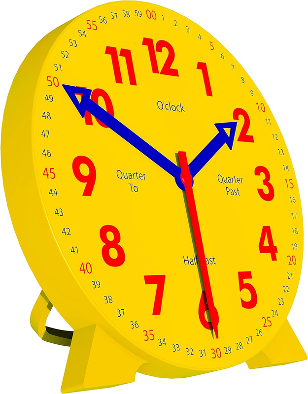 Kids Telling Time Practice Learning Clock, 4 Inch Size Teaching Handheld Analog