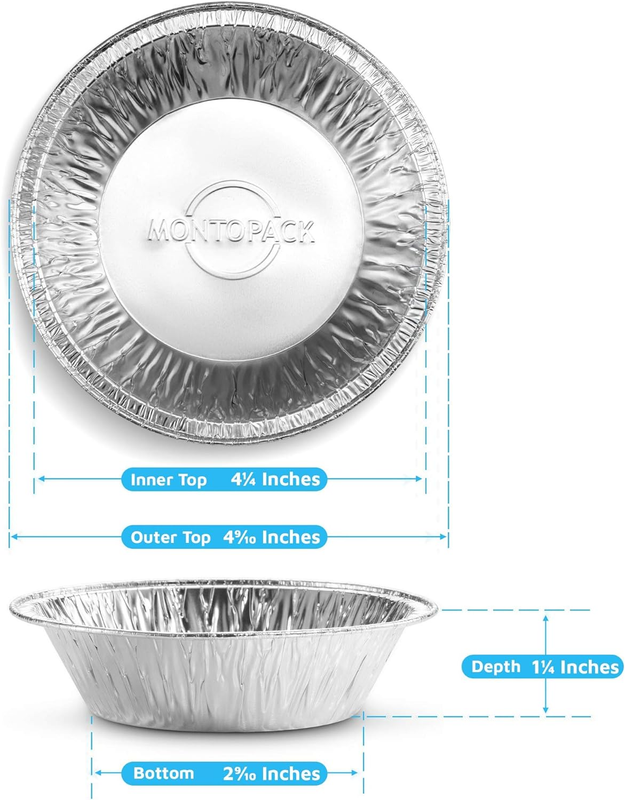 Montopack Disposable 5" Aluminum Foil Pie/Tart Pan (50 Pack) | 5 Inch round Cake