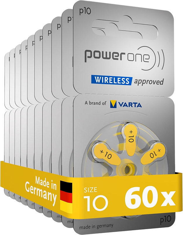 H&ouml;rger&auml;tebatterien Typ 10 Gelb, Batterien 60 St&uuml;ck Vorrat
