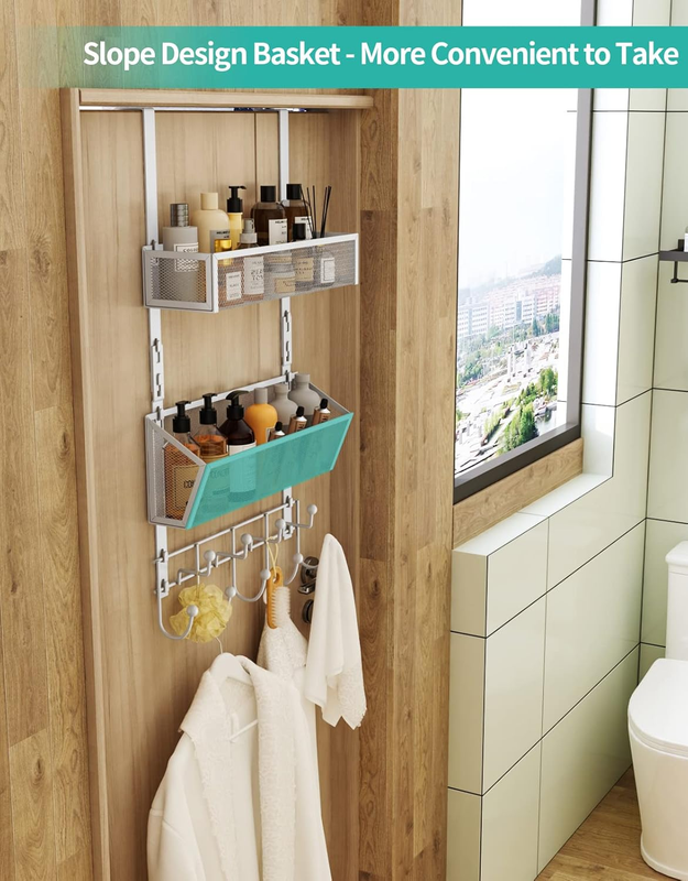 Over The Door Hooks - High Capacity Over The Door Organizer Hanger with 9 Hooks
