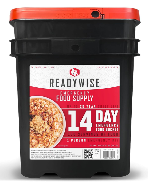 Emergency Food Supply - 14 Day, 150 Servings Emergency Freeze Dried Food Bucket,