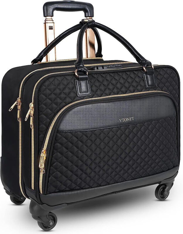 Rolling Briefcase for Women, 17.3 Inch Rolling Laptop Bag with Wheels & TSA Lock