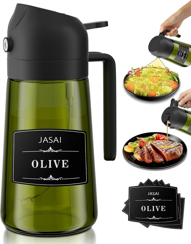 2-In-1 Glass Oil Dispenser & Sprayer - 16Oz/470Ml Leakproof Olive Oil Sprayer Bo