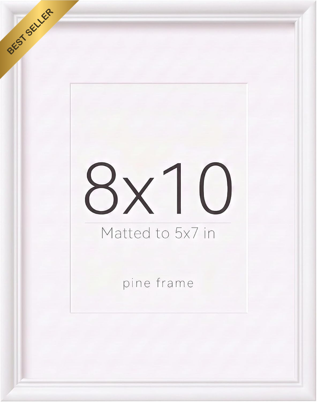 8X10 Solid Wood Picture Frame White Poster Frame for 5X7 Picture with Mat or 8X1