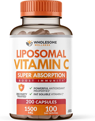 Liposomal Vitamin C Capsules (200 Pills 1500Mg Buffered) High Absorption VIT C, 