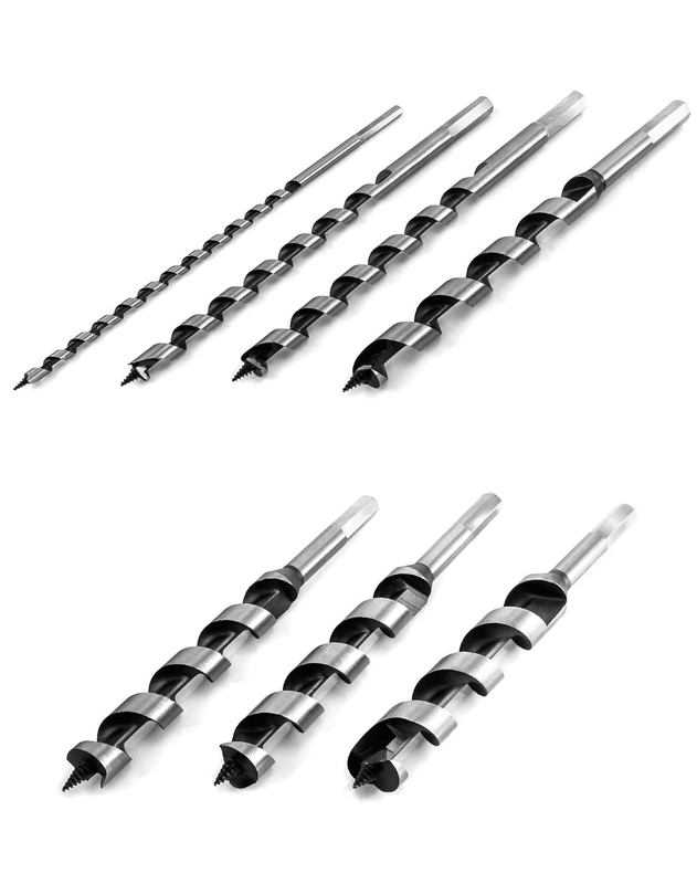 Auger Drill Bit Set, 7 Piece Set 9" Auger Bit Set Hardened Alloy Steel Ship Auge
