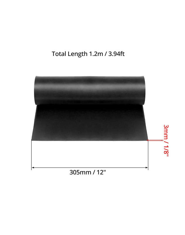 Rubber Sheet Roll, Solid Rubber Gasket Strip, 48" Long x 12" Wide x 1/8" Thick,