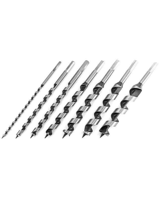 Auger Drill Bit Set, 7 Piece Set 9" Auger Bit Set Hardened Alloy Steel Ship Auge