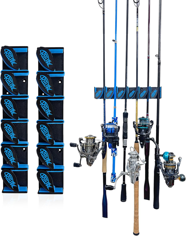 2-Pack Reelfin Vertical Wall-Mounted Fishing Rod Holder, Fishing Rod Rack up to