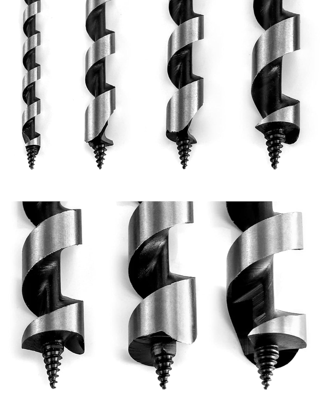 Auger Drill Bit Set, 7 Piece Set 9" Auger Bit Set Hardened Alloy Steel Ship Auge