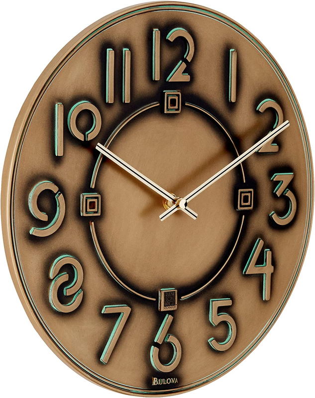C3333 Frank Lloyd Wright Exhibition Wall Clock, Antique Bronze Metalli...