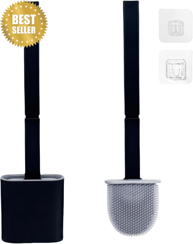 Soft Silicone Toilet Brush,Toilet Brush and Holder Set,Wall Mounted and Standing