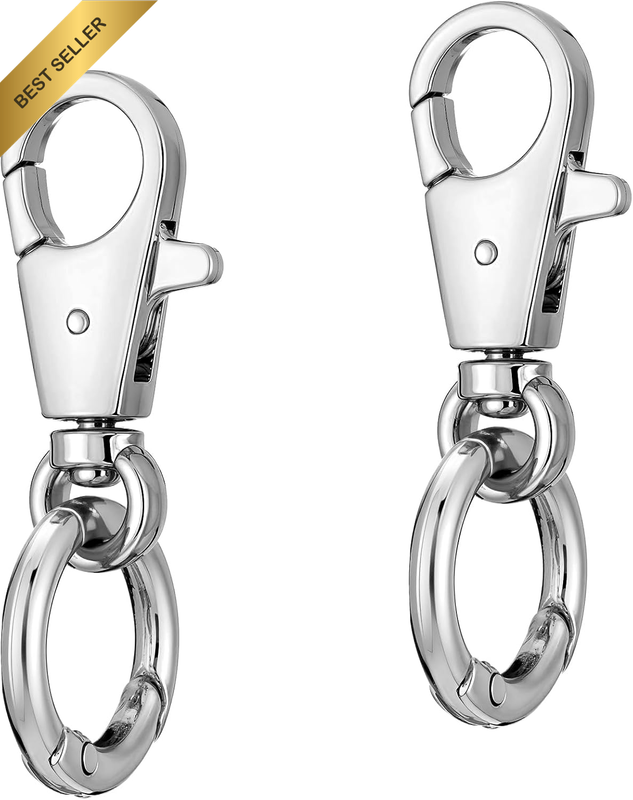 2 Pcs Double Opening Keychain Clip, Heavy Duty Zinc Alloy Swivel Clasp Clip Meta