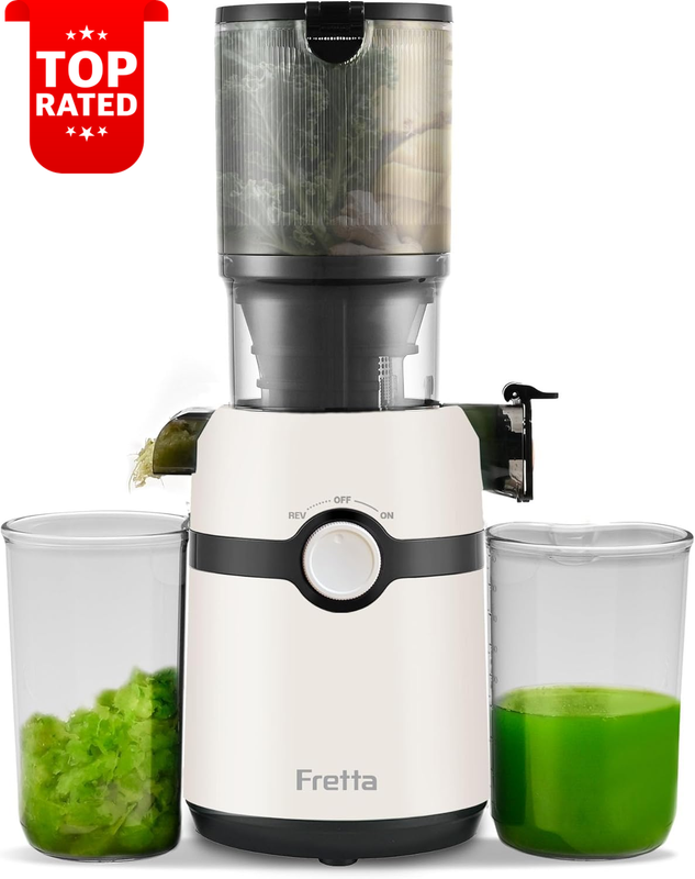 Cold Press Masticating Juicer 1L 108mm Big Mouth Easy Clean BPA-Free 200W White