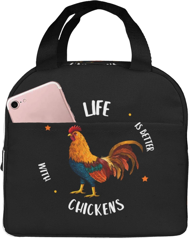 Lunch Bag with Pocket for Teen Cute Peach Insulated Lunch Box Cooler Thermal Wat