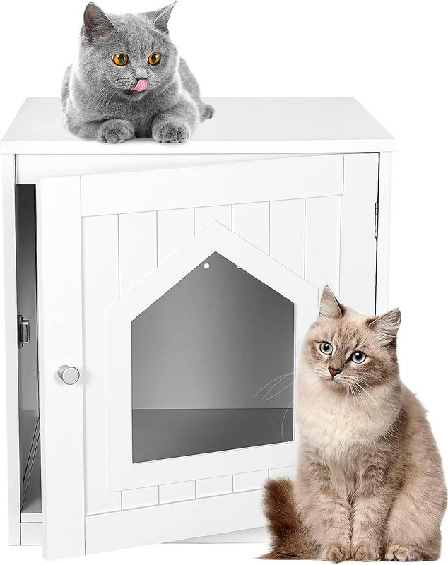 Enclosure Decorative Cat House & Side Table Indoor Hidden Pet Box