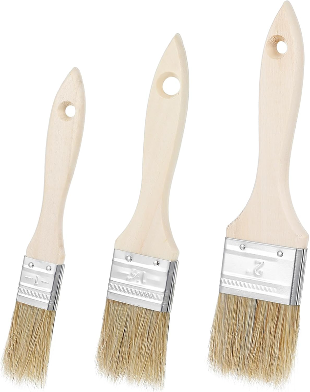 3 Pcs Pastry Brush Natural Bristle Wood Basting BBQ Baking Cooking Oil Butter