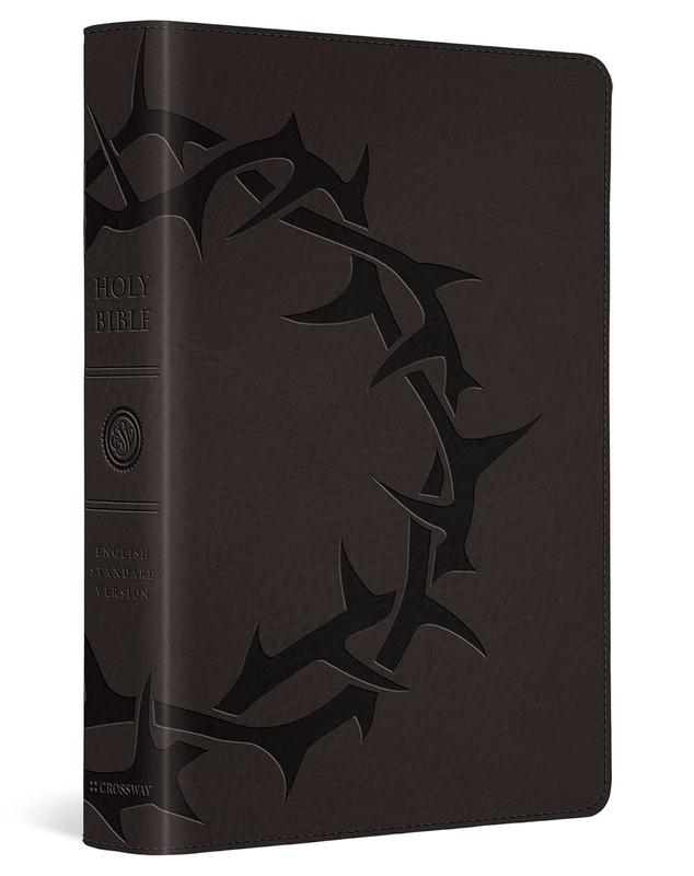ESV Large Print Compact Bible, Red Letter (Trutone, Charcoal, Crown Design)
