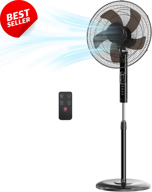 17 Pedestal Fan w/Remote Oscillating Quiet Stand Fan Timer Adjustable