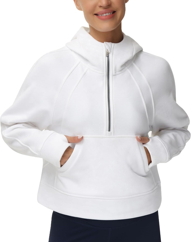 Womens' Hoodies Half Zip Long Sleeve Fleece Crop Pullover Swea...