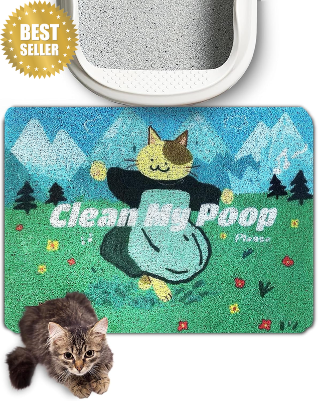 ® Cute Cat Litter Mat Large, 60 X 40 Cm, for Kitty Litter & Cute Cat Litter Box,