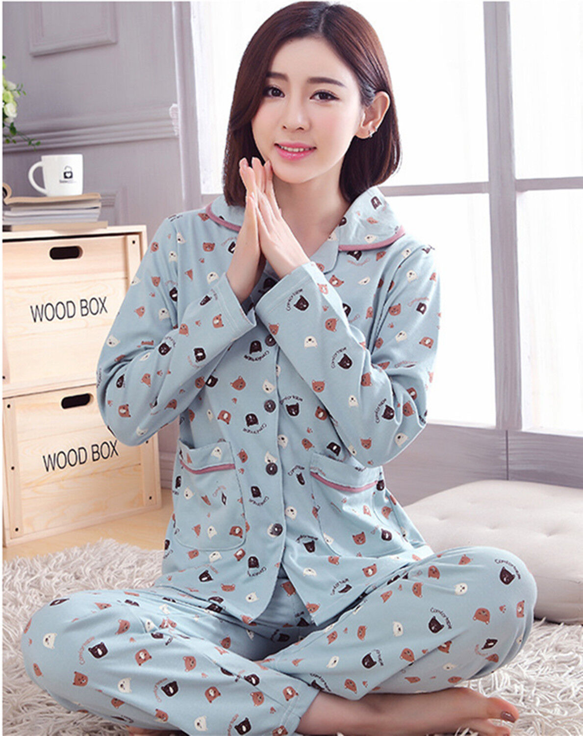 New Ladies Women Cute Teddy Bears Mint Top & Trousers Pyjamas Pajamas ladpj68 | eBay