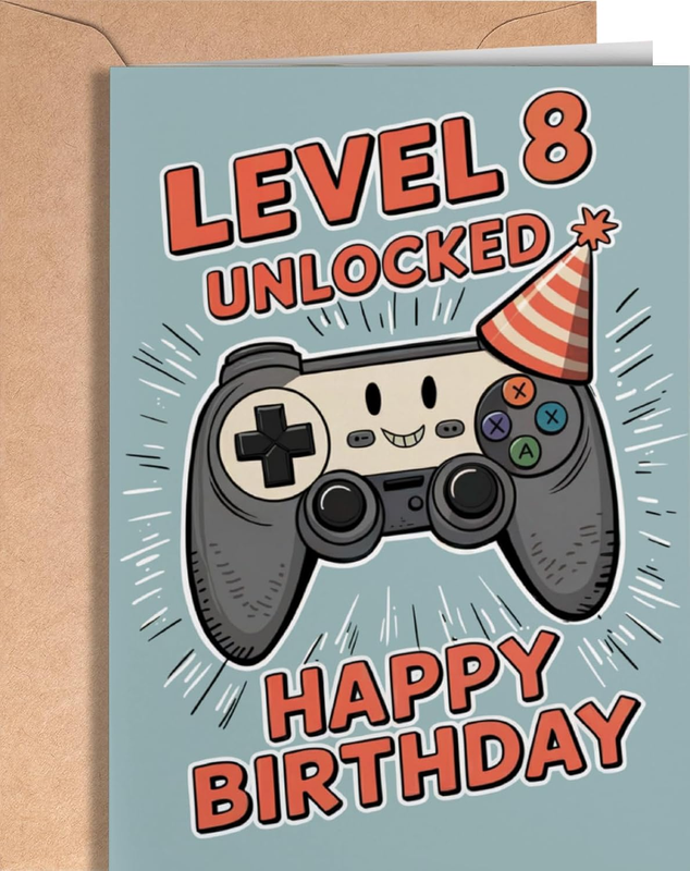 Happy 8Th Birthday Card for Boy - Cool 8 Year Old Birthday Card for Son, Grandso