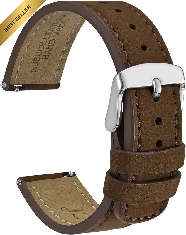 Retro Watch Straps, Nubuck Leather, Quick Release Replacement Bands, Stainless S