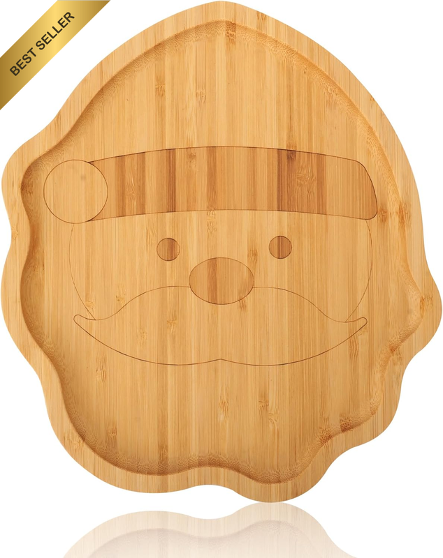 Christmas Decorative Bamboo Santa Face Serving Platter Candy Snack Board 25X22CM