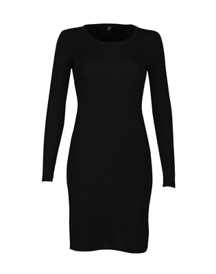 DILLING Langarm Nachthemd für Damen schwarz - 100% BIO-Merinowolle NEU