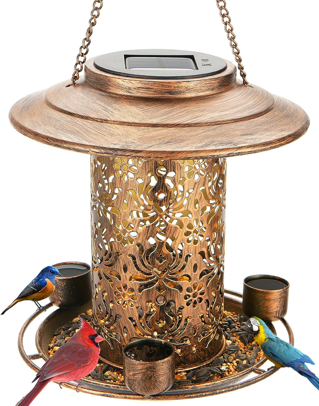 S For Outdoors, Metal Hanging Bird Feeder With 3 Water Cups,