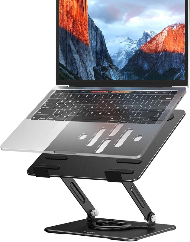 LS11 Laptop Stand with 360° Rotating Base, Ergonomic Adjustable Notebook Holder,