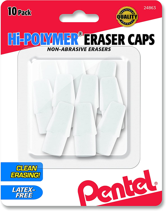 Hi-Polymer White Cap Erasers 10 Pack ZEH02BP10