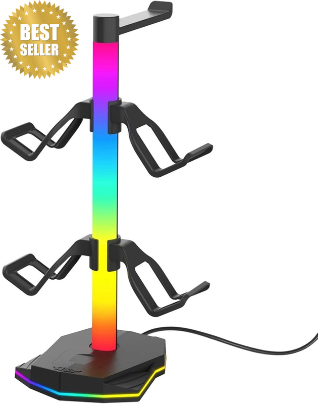Headphone and Controller Stand, Universal Fit for 4 Controllers and 1 Headphone