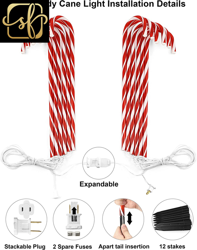 28" Christmas Candy Cane Pathway Markers, Set of 12 Pack Christmas Outdoor Decor