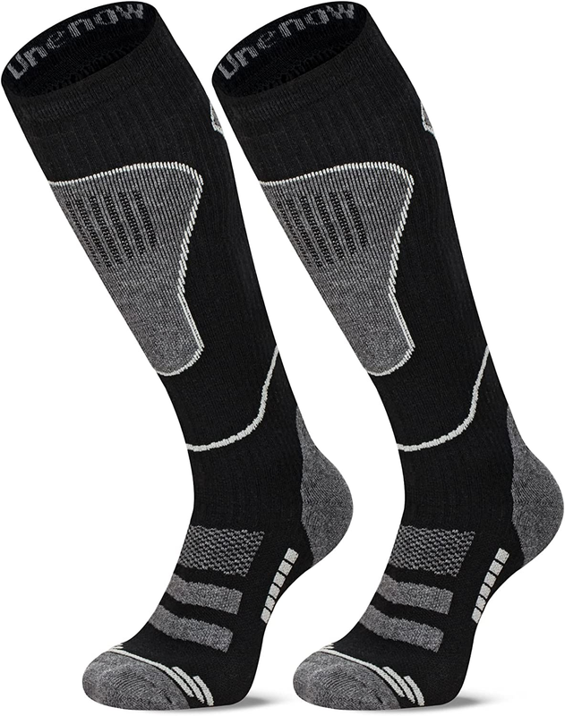 Merino Wool Ski Socks 2 Pairs, Thermal Knee High Warm Socks for Snowboarding, Hi