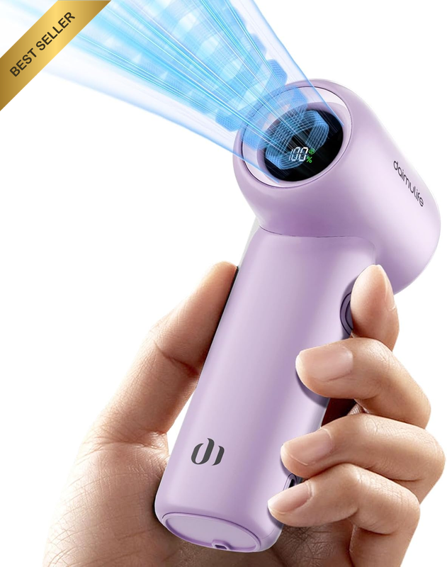 Mini Handheld Fan with LED Display: 100-Speed Turbo Cooling(18,500 RPM), 3000Mah